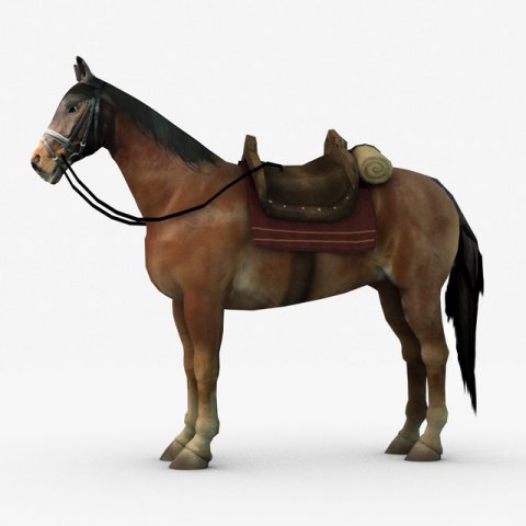 horse with saddle Model 3D .c4d .max .obj .3ds .fbx .stl .blend 