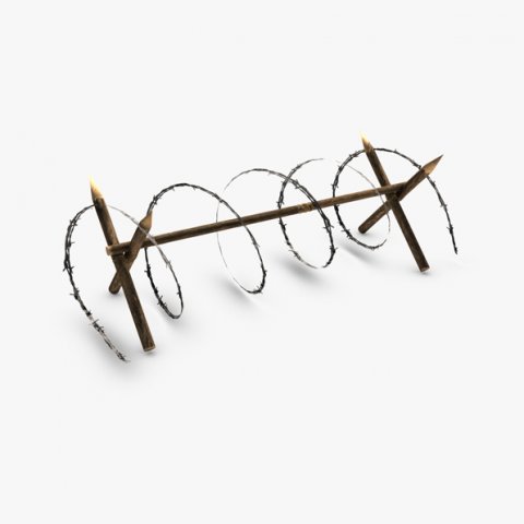 barbed wire barricade 3D Model .c4d .max .obj .3ds .fbx .stl .blend 