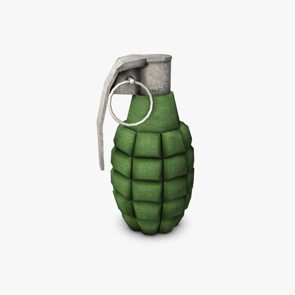 low poly hand grenade 3D Model .c4d .max .obj .3ds .fbx .stl .blend 