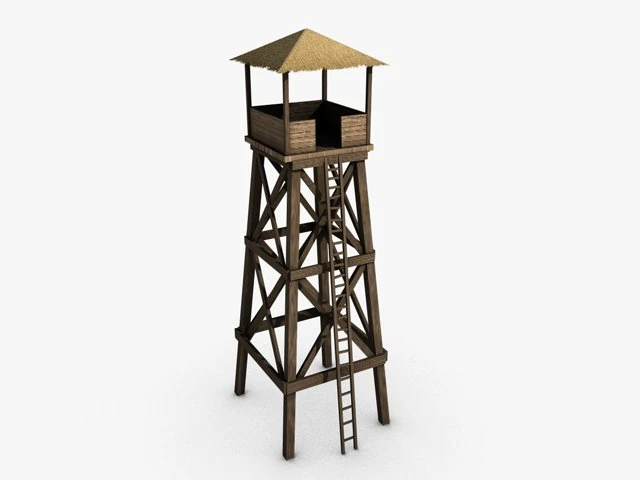 wooden watchtower 3D Model .c4d .max .obj .3ds .fbx .stl .blend 