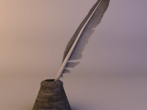 quill pen with ink bottle 3Dモデル