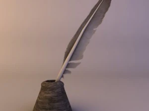 quill pen with ink bottle 3D Model