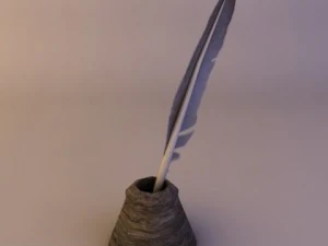 quill pen with ink bottle 3D Model