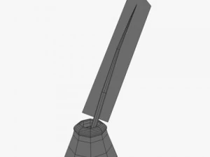 quill pen with ink bottle 3D Model