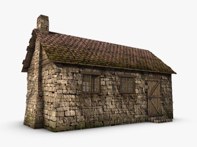 old stone cottage 3D Model .c4d .max .obj .3ds .fbx .stl .blend 