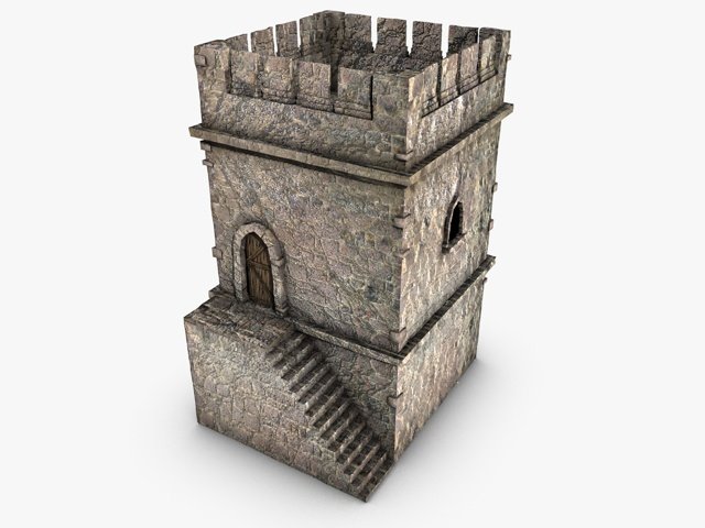 old stone tower 3D मॉडल .c4d .max .obj .3ds .fbx .stl .blend