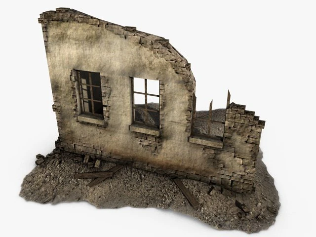 low poly building ruins 3D Model .c4d .max .obj .3ds .fbx .stl .blend