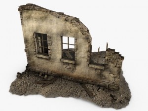 low poly building ruins Model 3D
