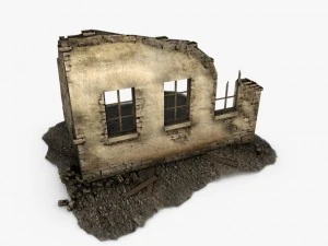low poly building ruins 3D Model