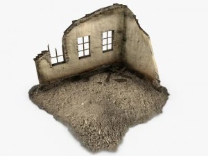 low poly building ruins 3D Model