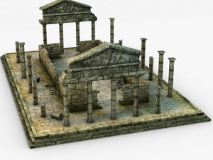 low poly ancient temple ruins 3D Model