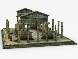low poly ancient temple ruins 3D Model