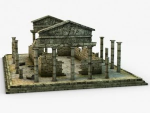 low poly ancient temple ruins 3D Model