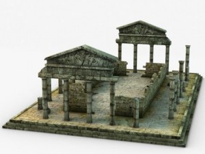 low poly ancient temple ruins 3D Model