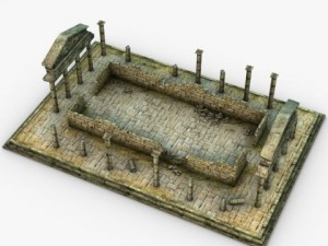 low poly ancient temple ruins 3D Model