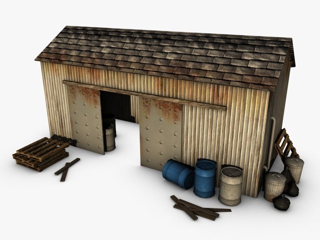 low poly warehouse 3D Model .c4d .max .obj .3ds .fbx .stl .blend 