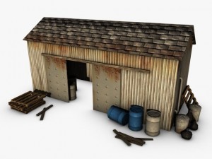 low poly warehouse Model 3D