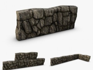 low poly rock wall Model 3D