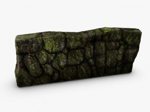 low poly mossy wall 3D Model