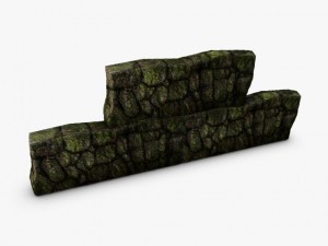 low poly mossy wall 3D Model