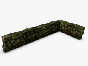 low poly mossy wall 3D Model