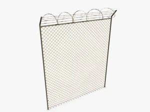low poly razor wire fence 3D Model