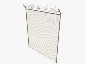 low poly razor wire fence Model 3D