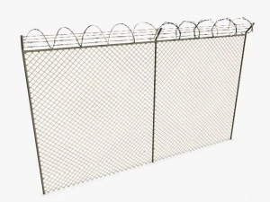 low poly razor wire fence 3D Model