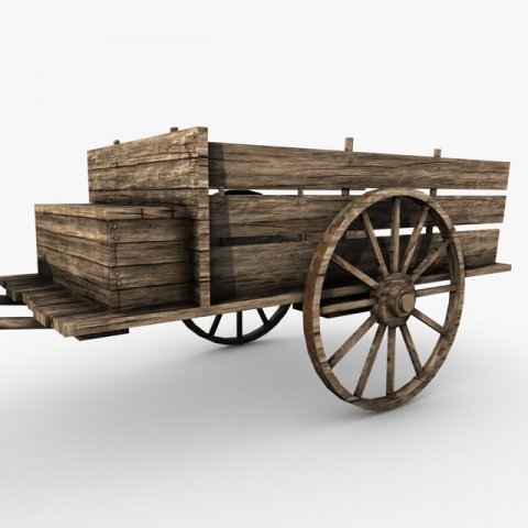 low poly old cart Modello 3D .c4d .max .obj .3ds .fbx .stl .blend 