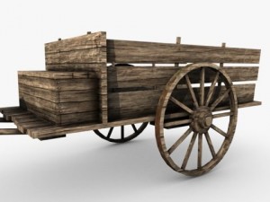 low poly old cart Model 3D