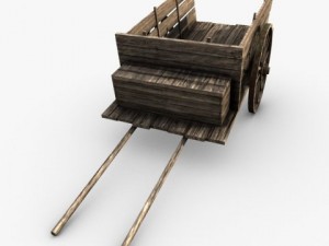 low poly old cart Modello 3D