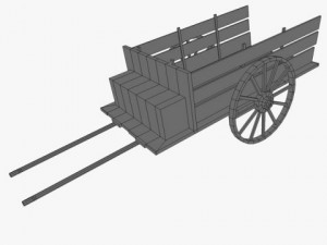 low poly old cart Modello 3D