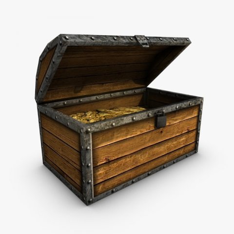 low poly wooden chest with treasure Modelo 3D .c4d .max .obj .3ds .fbx .stl .blend 