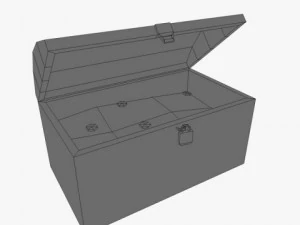 ba&uacute; de madeira low poly com tesouro Modelo 3D