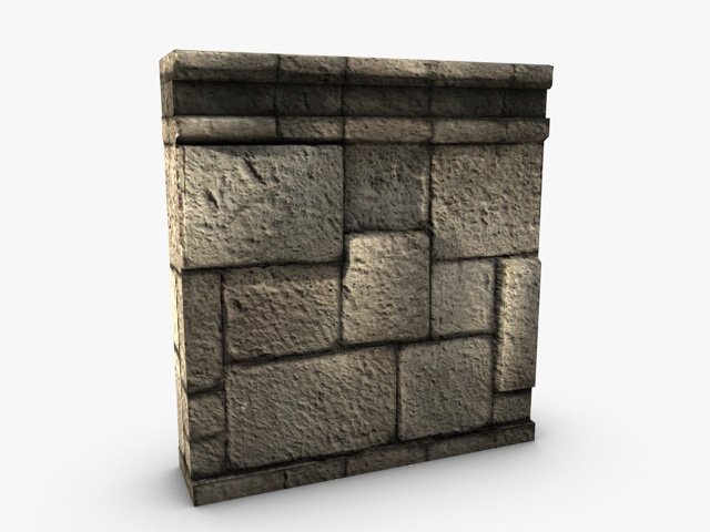 low poly stone wall module 3D Model .c4d .max .obj .3ds .fbx .stl .blend