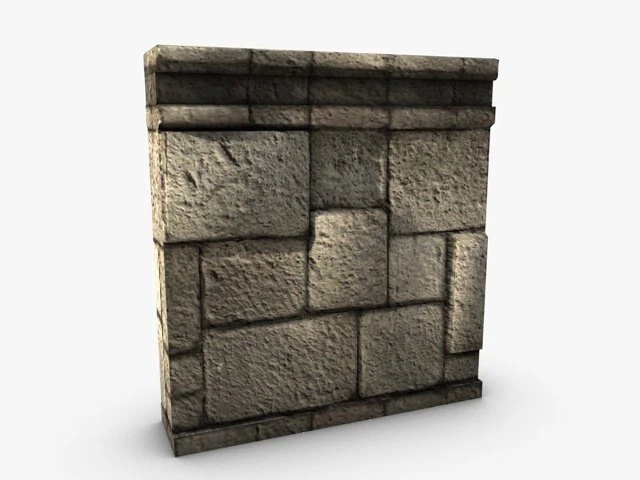 low poly stone wall module 3D Model .c4d .max .obj .3ds .fbx .stl .blend 