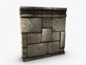 low poly stone wall module Model 3D