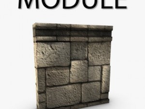 low poly stone wall module 3D Model