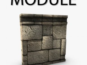 low poly stone wall module 3D Model