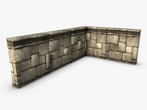 low poly stone wall module 3D Model