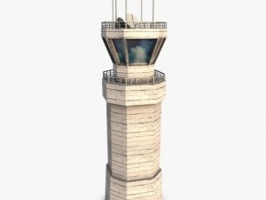low poly airbase tower control Modelo 3D