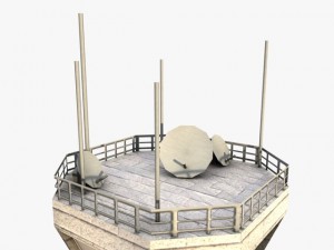 low poly airbase tower control Modelo 3D