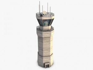 low poly airbase tower control Modelo 3D