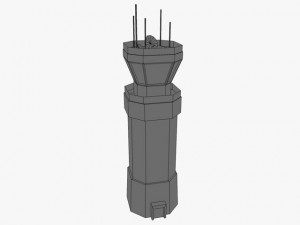 low poly airbase tower control Modelo 3D