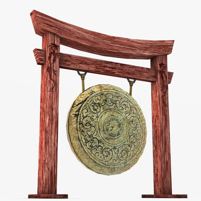 ancient asian gong 3D Model .c4d .max .obj .3ds .fbx .stl .blend 