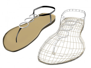 thong flat sandals 01 Model 3D