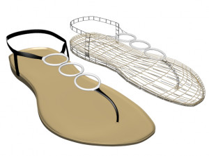 thong flat sandals 01 Model 3D