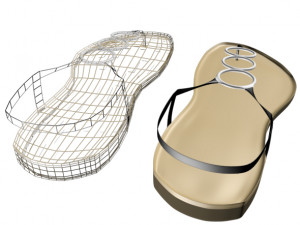 thong flat sandals 01 Model 3D