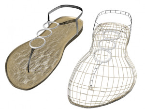 thong flat sandals 01 Model 3D