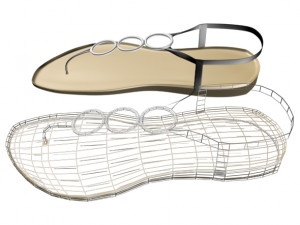 thong flat sandals 01 Model 3D